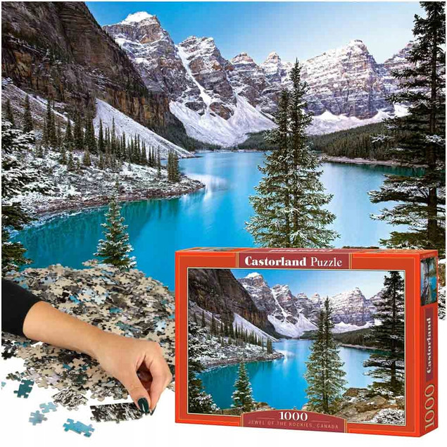 Puzzle 1000 Układanka Krajobraz JEZIORO Zima Góry Las Śnieg 9+ Castor
