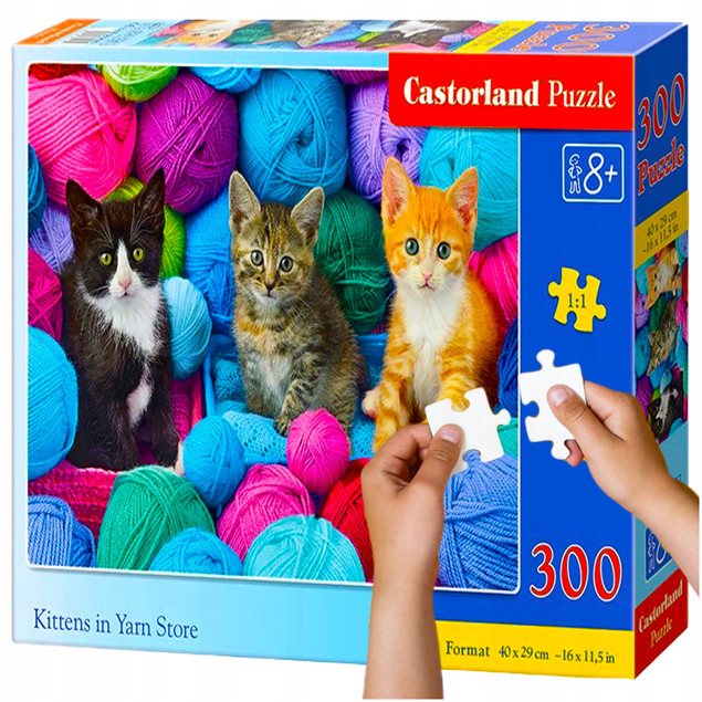Puzzle 300 Układanka Dla Dzieci KOTKI W KŁĘBKACH WEŁNY Kociaki 8+ Castor