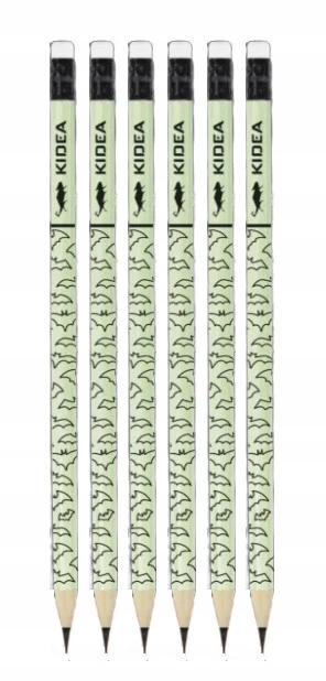 Ołówek z Gumką ŚWIECĄCY W CIEMNOŚCI HB Kidea x6