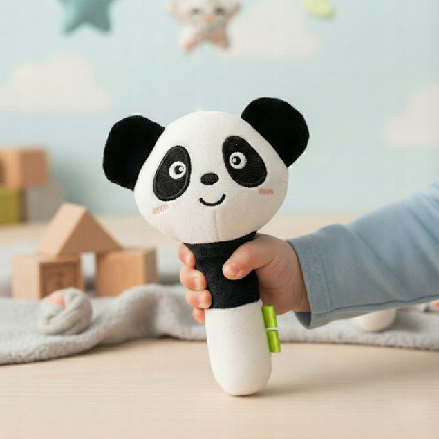 Przytulanka Piszczałka PANDA Sensoryczna Bezpieczna dla Niemowląt 0m+