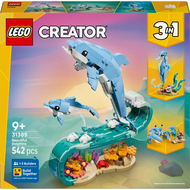 LEGO Creator 3 w 1 Zwierzęta Morskie: Piękny Delfin, Konik Morski, Krab 31385