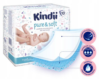 KINDII Podkłady Dla Niemowląt PURE&SOFT 60x60 10 szt.