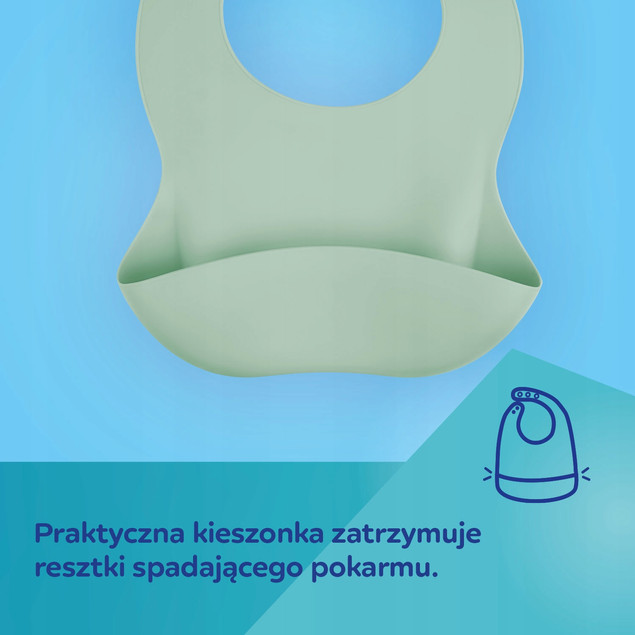 CANPOL Śliniaczek Śliniak Sylikonowy Z Kieszonką Zielony 6M+ 51/030