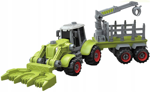 Traktor ASKATO z Łyżką i Przyczepą do Skręcania Farm Town 1:16