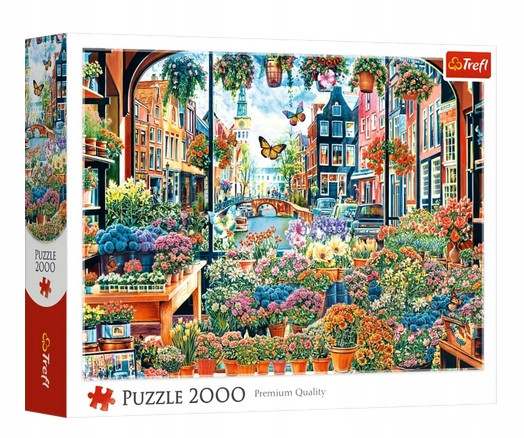 Puzzle Trefl 2000 el. Kwiaciarnia w Amsterdamie Widok na Kanał