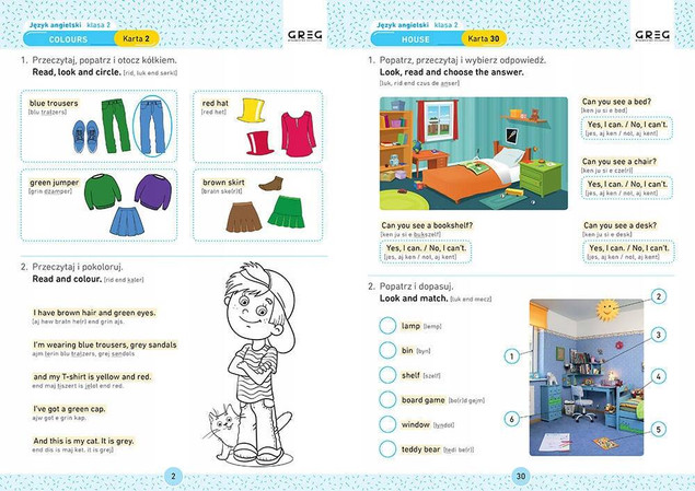 Język angielski. Karty pracy w szkole i w domu. Klasa 2