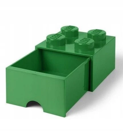 LEGO Pudełko do przechowywania 4 z szufladą ciemnozielone, organizer na klocki