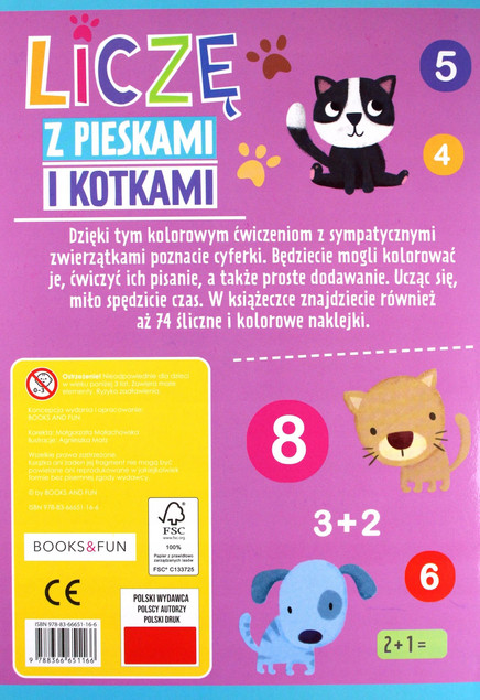 Liczę Z Pieskami I Kotkami + Naklejki BooksAndFun