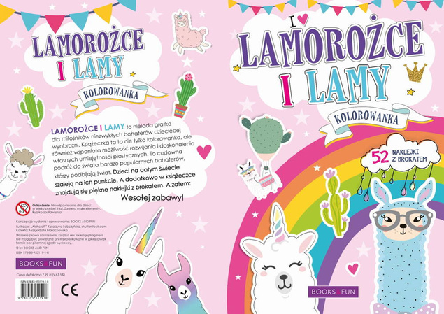 Books and Fun Kolorowanka z naklejkami - Lamorożce i Lamy