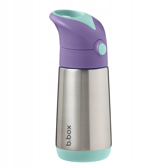 B.box Bidon Termiczny ze Słomką dla Dzieci 12m+ Szczelny 350 ml Lilac Pop