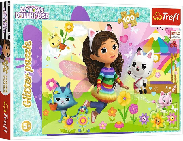 Puzzle Brokatowe Koci Domek Gabi 100 elementów Trefl