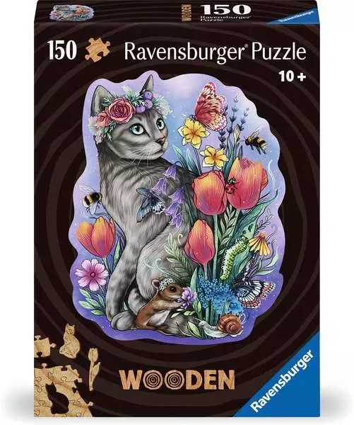 Drewniane puzzle Magiczny kot 150 elementów