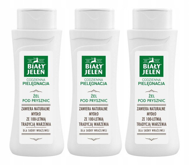 3x BIAŁY JELEŃ Żel Pod Prysznic NATURALNY Nawilża Zmiękcza Skórę 300ml