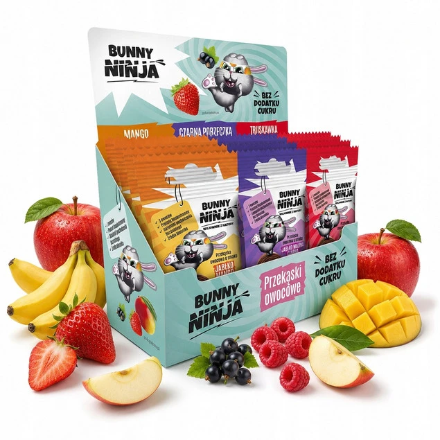 Bunny Ninja Rolls przekąska owocowa mix 18 szt