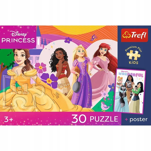 Trefl Puzzle 30 el. Księżniczki i przyjaźń Disney - idealne dla dzieci OdiDodi.pl