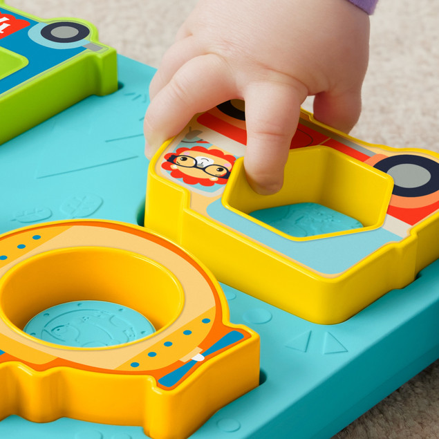 Fisher-Price Układanka Interaktywna Puzzle Pojazdy i Kształty Dźwięki Światła HRP31 +9m