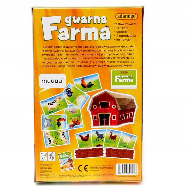Gwarna Farma Adamigo Gra Karciana Rodzinna dla Dzieci 3+