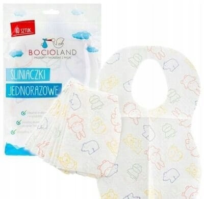 Miękkie śliniaki jednorazowe z kieszonką Bocioland, 10 szt.