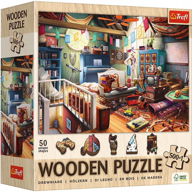 Trefl Puzzle drewniane 501 el. Skarby na strychu