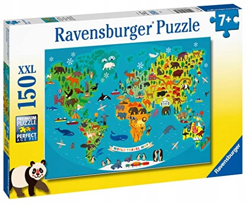 Puzzle Ravensburger 150 elementów mapa świata dla dzieci 7 lat +