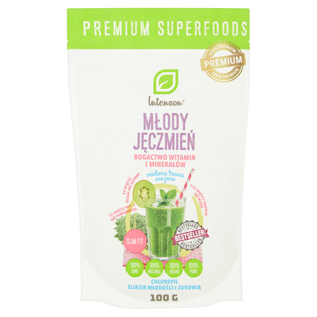 Zielony jęczmień Intenson proszek 100 g raw wegański superfood