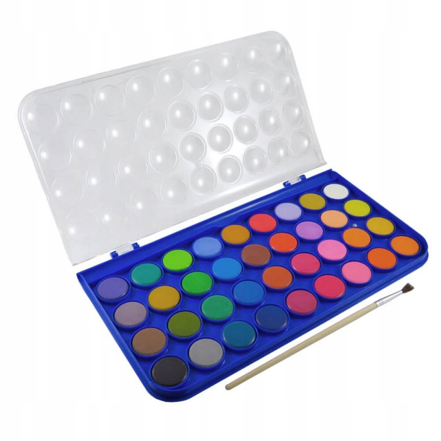 Farby Akwarelowe Szkolne Duża Pastylka 36 Kolorów Colorino 67324