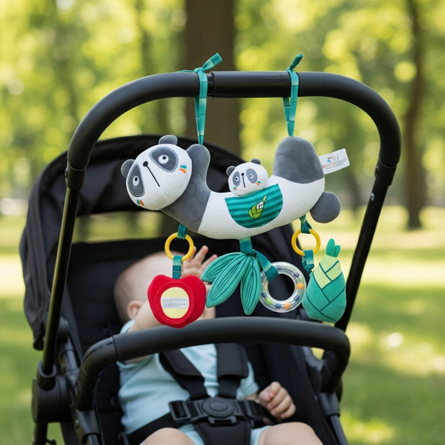 BOCIOLAND Zawieszka Do Wózka Fotelika Łóżeczka MIŚ PANDA Sensoryczna 0M+