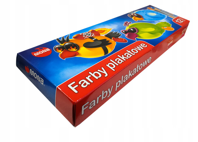 Farby Szkolne Plakatowe Do Prac Plastycznych 12 Kolorów 20 ml Mona