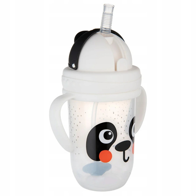 CANPOL Kubek Niekapek z Rurką i Odważnikiem 270ml PANDA BabiesBoo 6M+