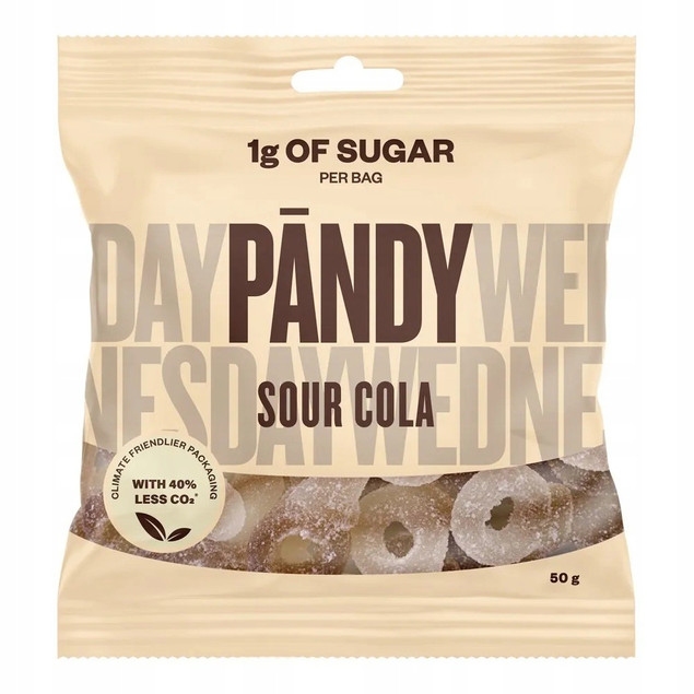 PANDY Sour Cola Żelki Gumowe Bez Dodatku Cukru o Smaku Coli 50g