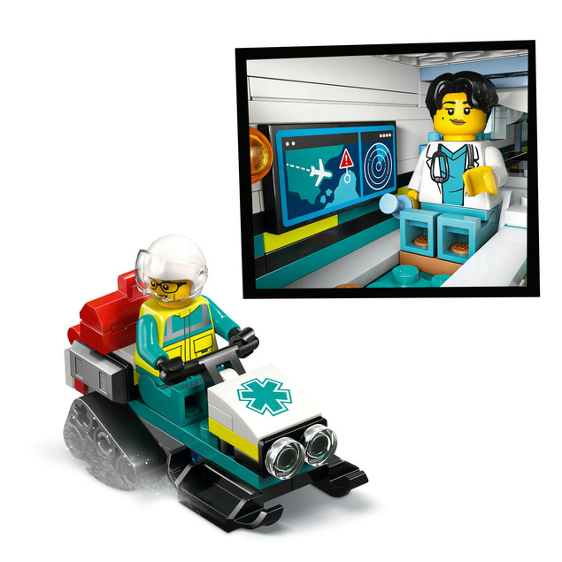 LEGO City 60465 Samolot Pogotowia Ratunkowego z Mobilnym Laboratorium i Skuterem Śnieżnym