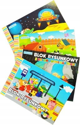 Blok Rysunkowy A4 Schemat z Kolorowymi Kartkami 20 ark. 80g