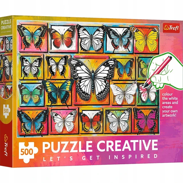 TREFL Puzzle 500el. Creative Kolekcja Motyli do Kolorowania