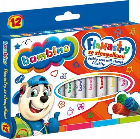 St. Majewski Flamastry Bambino ze stempelkami 12 szt.
