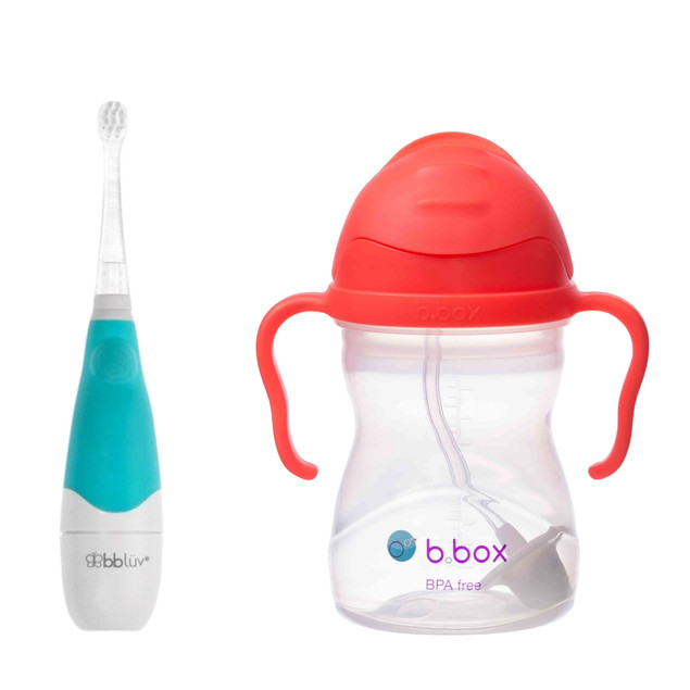 ZESTAW Bidon ze słomką b.box 240 ml + Szczoteczka Soniczna bblüv Sönik dla Dzieci