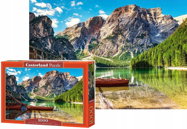 Puzzle 1000 Krajobraz Widok Góry Dolomity Włochy Jeziora Przyroda 9+ Castor