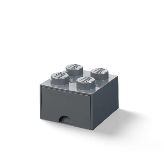 LEGO® Pojemnik Klocek z Szufladą Czwórka Szary – Organizer