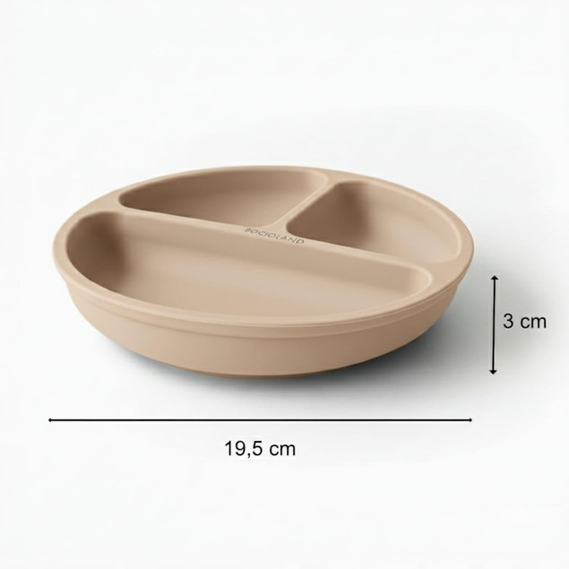 BOCIOLAND Talerzyk Silikonowy TRÓJDZIELNY Z PRZYSSAWKĄ Dla Niemowląt 6M+