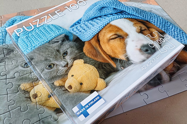 Puzzle 100 el. Tactic Słodki Kiciuś i Śpiący Piesek