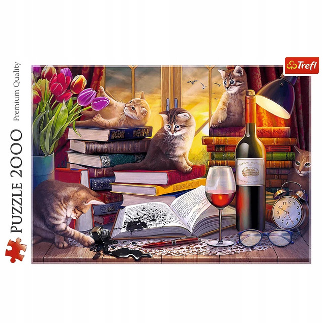 Puzzle Trefl 2000 elementów Koci wieczór