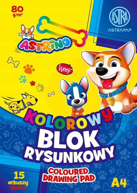 Blok Rysunkowy Kolorowy A4 80g 15 Arkuszy Astra