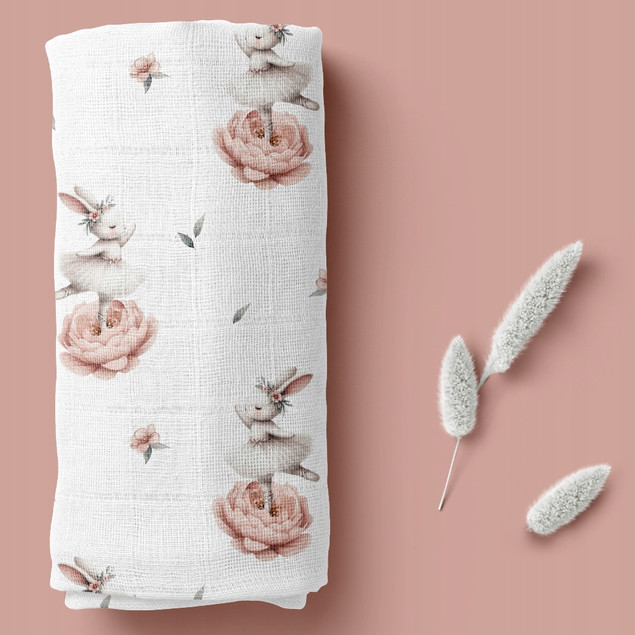 Pieluszka BAMBUSOWA Pielucha 40x40 KRÓLICZEK Ulewajka Bocioland BL196