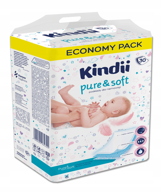 KINDII Podkłady Dla Niemowląt PURE&SOFT 40x60 30szt. x2
