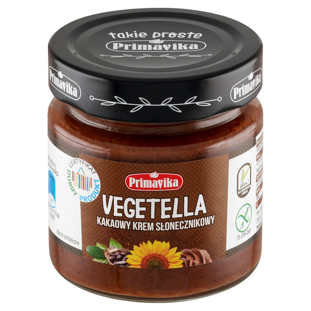 Primavika VEGETELLA Kakaowy Krem Słonecznikowy wegański bez glutenu 160g