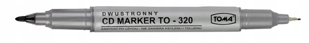 Marker Permanentny Z Tuszem Wodoodpornym Dwustronny Pisak Czarny TOMA