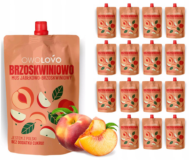Mus owocowy zestaw 16x200g OwoLovo jabłkowo-brzoskwiniowy