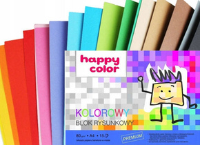 Blok Rysunkowy KOLOROWY A4 15 Kartek 80g Happy Color