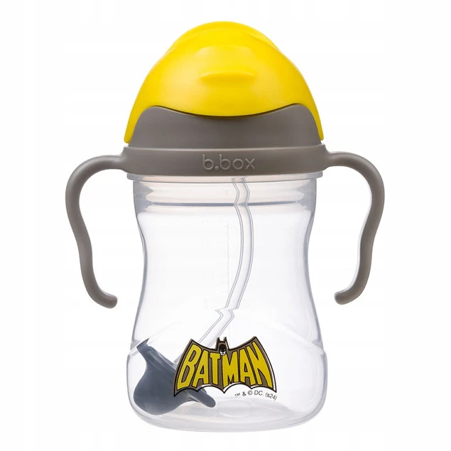 Bidon B.Box do nauki picia 240 ml szary/żółty niekapek ze słomką_1