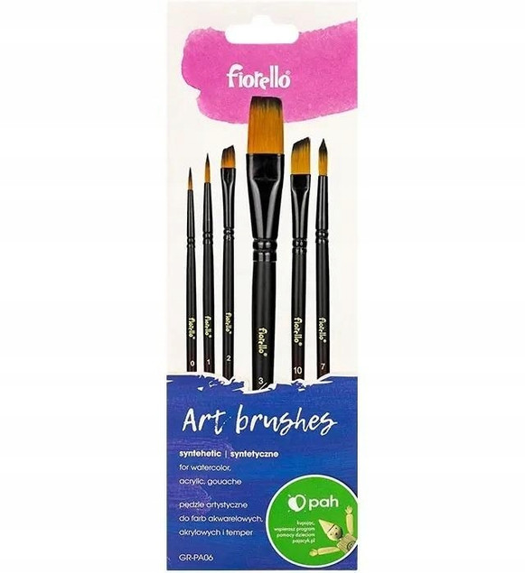 Pędzle Artystyczne NYLONOWE Pędzel 6 Sztuk Fiorello GR-PA06