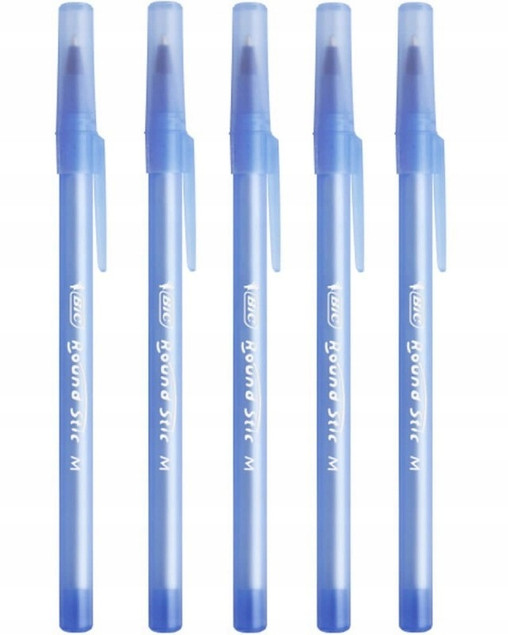 5x BIC Długopis Round Stick Szkolny Biurowy 1,0 mm NIEBIESKI 
